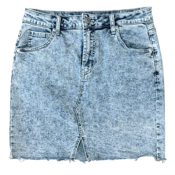 HH Jeans Acid Wash Cutoff Hem Stretch Denim Mini Skirt - M - Picture 1 of 6